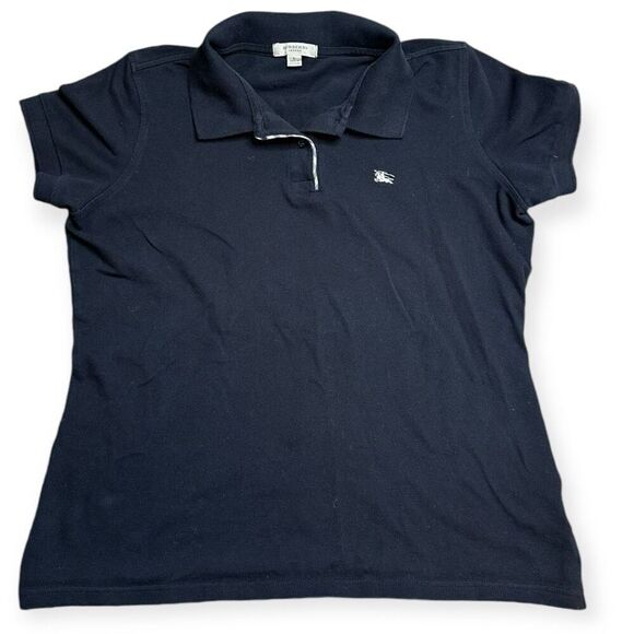 Burberry Women's Black Pullover Short Sleeve Polo Shirt Size Large